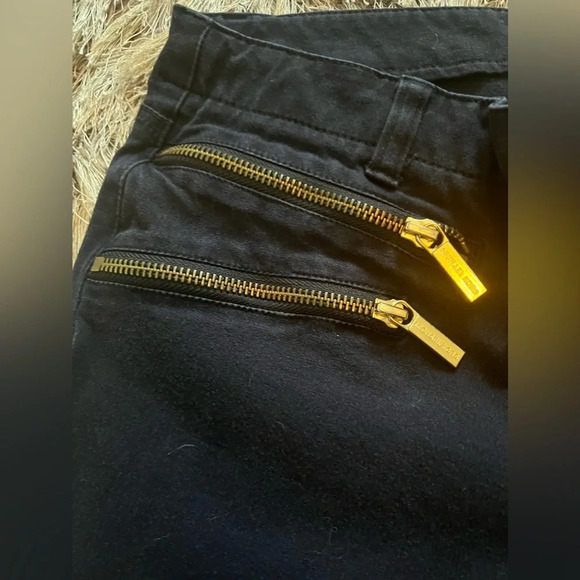 Michael Kors Black Exposed Zipper Ankle Zip Moto Navy Blue Skinny Pants Size 8 - Picture 5 of 7